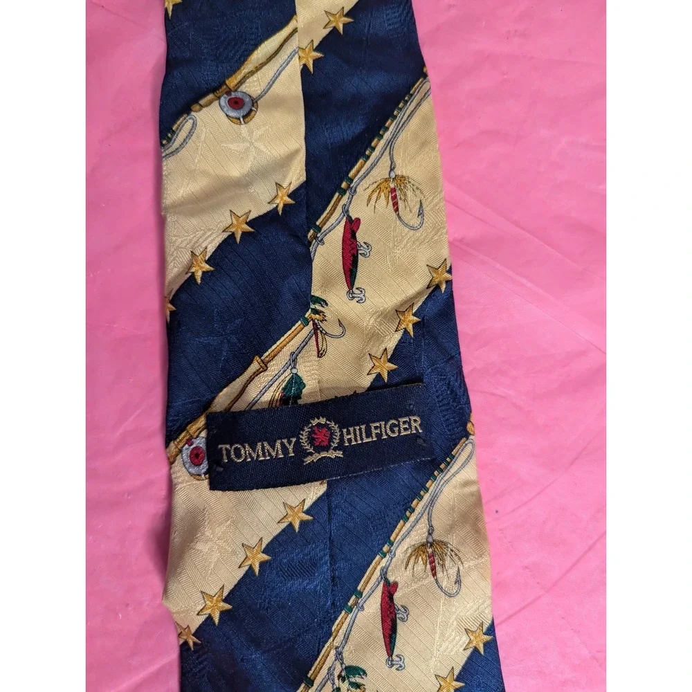 Vintage‎ Tommy Hilfiger 100% Italian SILK multicolor mens necktie USA fishing